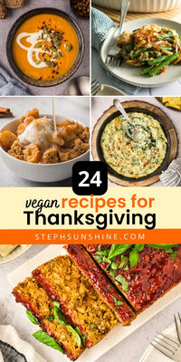 If you're not sure what to make for Thanksgiving dinner that's vegan, here's your perfect guide! This list includes the best vegan Thanksgiving appetizers, sides, main dishes, and desserts, so you can prepare a feast that everyone will enjoy, with no meat, eggs, or dairy. This guide even tells you which recipes are easy and how long they'll take, so you can choose the ones that work best for your schedule.