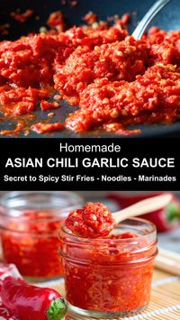 Spice up your dishes with a fiery Asian Chili Garlic Sauce! Try this quick and easy homemade spicy condiment. Perfect for stir fries, rice, soups & more. Heat up your culinary adventures by learning how to make batch at home today.