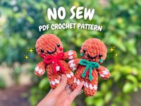 This is a beginner friendly DIGITAL PATTERN (PDF download) to crochet your own mini gingerbread man! This pattern is NO SEW and works up quick so it's perfect for markets! These plushies are the perfect size for Christmas ornaments if using the materials listed (5mm hook with super bulky weight yarn). This pattern will be available as an instant download once your purchase it. This is NOT a finished product. *Please note: This is the same gingerbread pattern included in my 'No Sew Christmas Minis Crochet Pattern.* This PDF crochet pattern is 8 pages and includes step by step instruction (in English) with helpful pictures and diagrams to make it easy to follow. This pattern comes with instructions to make the gingerbread man. Difficulty: Beginner Skills required: -Chain -Magic Ring -Single