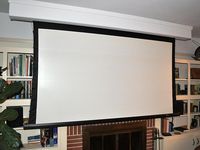 for our next living room: roll-up screen in from of book shelves, projector. SPACE SAVER!