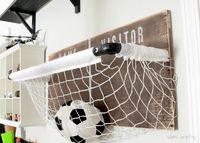 She's crafty: Boys Room: sports net toy storage