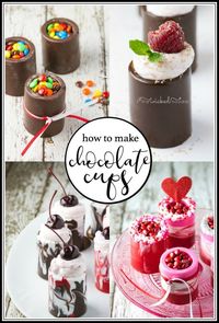 Would you like to know how to make the easiest edible mini chocolate cups from molds? I'll show you how to make them, what to put in them and share a delicious and easy filling recipe! My favorite is strawberry mousse but you could add fruit or any of the