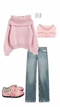 clean girl aesthetic , clean girl outfit , off shoulder outfit , pink top , it girl fit , outfit ideas