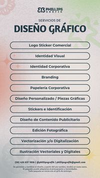 Te ofrecemos servicios de diseño gráfico para tu emprendimiento y marca tenemos para ti  logo sticker  identidad gráfica  branding  papelería corporativa  diseños personalizados  piezas gráficas  stickers  etiquetas  contenido publicitario  edición fotográfica  vectorización  ilustración vectorial y digital