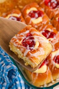 Cherry Hawaiian Danishes Cherry Hawaiian Danishes are a quick and easy favorite, perfect for brunch or as a delightful snack, featuring Hawaiian rolls with a creamy cream cheese filling and a dollop of cherry pie filling. Topped with sweet vanilla icing, this clever hack transforms simple ingredients into a treat that's sure to be a hit.