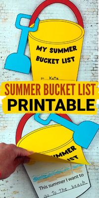 Use this my summer bucket list craft printable template in the classroom at the end of the school year with preschoolers, kindergarteners and elementary school aged kids as an easy writing, drawing and coloring activity.