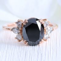 3 Ct Large Black Diamond Engagement Ring Grey Diamond 3 Stone Ring | La More Design