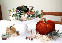 Add an amazing luxurious touch to a fall tablescape with this Thanksgiving centerpiece using diy velvet pumpkins. These fall colored velvet pumpkins are easy to make and look gorgeous in any home. Lots of interior inspiration, diy dreams and fall decor and diy. #myweeabode #diyvelvetpumpkins #falldecor #velvetpumpkins