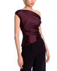 DESCRIPTION Available in Merlot Asymmetric neck Side zip closure One shoulder Allover drape details DETAILS & FIT Fits true to size Designed for a relaxed fit Model measurements: 5'10" height, 33" bust, 25" waist, 35" hips 93% silk; 7% elastane