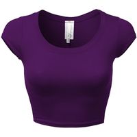 Luna Flower Women's Luna Flower Women's Sexy Basic Solid Crew Scoop... ($7.72) ❤ liked on Polyvore featuring tops, purple crop top, scoop neck top, flower crop top, purple top and crew top