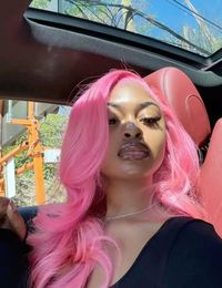 khia monique, pretty, pink hair, summer, car, beach