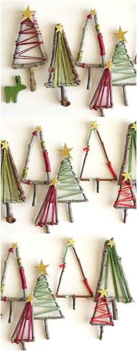 The kids will love making these natural twig Christmas trees that can be hung up as decorations, placed around your festive table or added to presents under the tree. Plus, if you're looking to add a little extra to your gift giving this year, these mini festive trees make the perfect present toppers. Click for the full step-by-step. (Photo: Desirée Wilde) #christmas #christmascrafts #crafts #ChristmasTree #christmastime