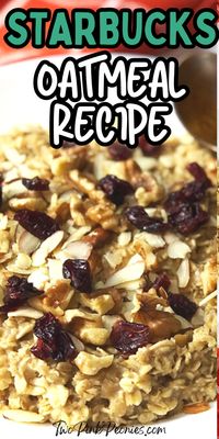 This copycat Starbucks oatmeal is the perfect copycat restaurant recipe to make for breakfast!! It is loaded with craisins, golden raisins and nuts. It is a wonderful oatmeal recipe to start your day with.