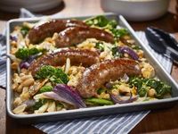 Seared Sausages with Hearty Veg and Polenta Recipe | Food Network