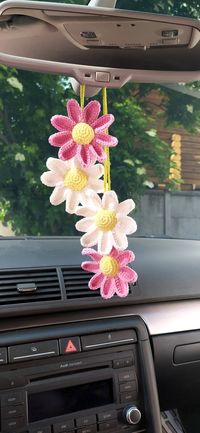 Crochet Daisy Gifts Aesthetic Car Mirror Accessories, Cute Car Decoration for Women, Interior Rear View Mirror, Car Charms Flower for Moms - Etsy