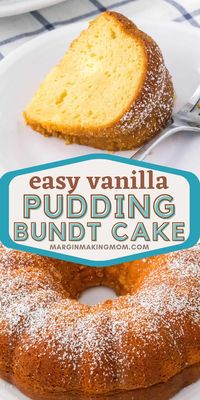 This vanilla pudding cake is super easy to make, but it's anything but basic! It's great served by itself, or you can top it with fresh fruit and whipped cream. It's moist and tender, thanks to cake mix and pudding mix!