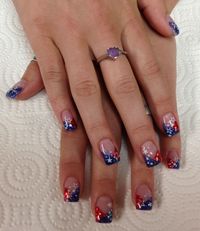 American Red, white & blue Gel Nails by Janee Tittensor @ www.awildhairsalonreno.com