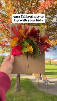 Fun family activity to try on nature walk with fall leaves #fallactivitiesforkids #fall #naturewalk