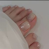 Nude Color Summer False Nail Short Square Press on Nails for Toe Nails Art 24pcs | eBay