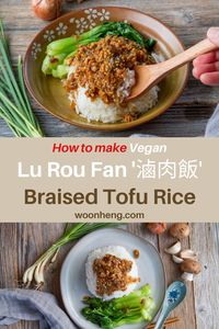 A simple and comforting meal made with simple ingredients that my family loves. The recipe is vegan, family-friendly, and super easy to make that is perfect for your weeknight meals. ‘Lu’ translates to braise, ‘Rou’ is meat and ‘Fan’ means rice in Chinese. So, it’s basically braised meat rice. It is the most iconic Taiwan’s comfort food which is traditionally made from minced pork.