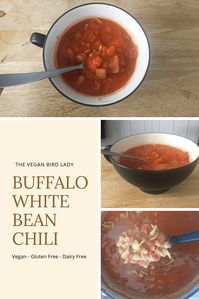 Easy Buffalo White Bean Chili. Vegan.