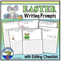 Fun Easter lined paper with 50 different writing prompts and story starters with a sentence editing checklist. This Easter writing paper has drawing boxes for illustration and will make a great bulletin board display. Paper has lines with dashed guideline, and cute borders and cute clip art. Writin...