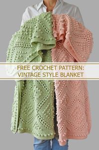 FREE CROCHET PATTERN: VINTAGE STYLE BLANKET is beautiful and simple popcorn stitch granny square crochet blanket designed by Dada's place. It is easy to make. Suitable for beginners. Visit dadasplace.com #grannysquareblanketpattern #popcornstitchblanket #vintagecrochetblanket #freecrochetpattern #crochetpatternfree #crochetblanketpatternfree #fenyablanket #moderncrochetblanketpattern