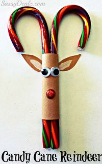 Candy Cane Reindeer Christmas Craft For Kids #Classroom treats or gifts |