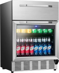 Amazon.com: Karcassin 24 Inch Indoor Under Counter Drawer Fridge，Stainless Steel 2 in 1 Beverage Refrigerator Built-in and Freestanding with Digital Display for Home and Commercial Use : Appliances