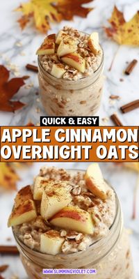 Savor the classic taste of fall with Apple Cinnamon Overnight Oats! This hearty, healthy breakfast is perfect for crisp autumn mornings. Save this pin for a cozy start to your day!