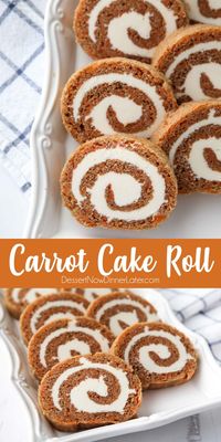 Carrot Cake Roll is a classic Easter dessert with a twist. Spiced carrot cake is rolled up with the BEST cream cheese frosting inside. Plus tips & tricks!