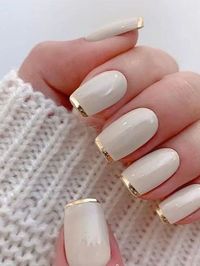 Gold French manicure wedding nail trend