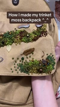 Mossy Trinket Bag Tutorial ^_^  embroidery tutorial, embroidery art, embroidered, embroidery design, moss, trinkets, trinket moss, goblincore, gremlincore, forest, earth tones, earthy, earth, fairycore, diy, craft