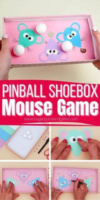 How to make a DIY pinball shoebox game - this Mouse Board Game is the perfect activity for a family games night or a family movie night featuring Fievel Goes West, Ratatouille, Cinderella, etc.