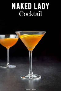 Don't be put off by the name of this cocktail! The naked lady cocktail is well balanced and perfectly delicious! It's a great recipe to try when you are looking for something new and fun. #cocktail #drink #nakedladycocktail #dishesdelish