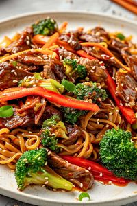 Skip ordering takeout and make these amazing beef teriyaki noodles at home! They're sweet, savory, and full of so much goodness.