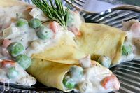 low carb chicken pot pie in crepes