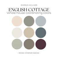 Discover the perfect ENGLISH COTTAGE color idea with Sherwin Williams' comprehensive Color Palette, curated for a charming Cottagecore color scheme. Transform your home with a coordinating Rustic English Country color palette, ideal for creating a cohesive whole house paint palette. These colors have been hand selected by me to create a cohesive Paint Color Scheme that work perfectly together and will give your home a designer touch. Sherwin-Williams offers an extensive range of paint colors, ea