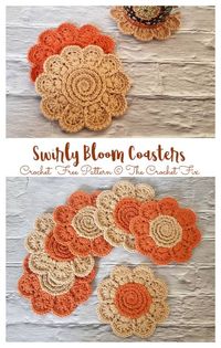 Swirly Bloom Coasters Crochet Free Pattern