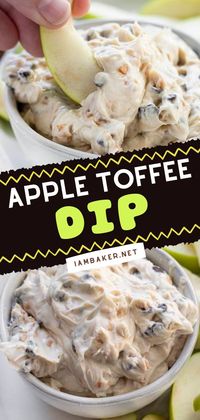 Looking for some easy dessert dips for parties? Apple Toffee Dip is a cream cheese-based, no-bake dip that is loaded with toffee bits and chocolate chips. It's an easy dip to make. Your guests will be impressed!