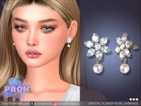 The Sims Resource - Crystal Flower Pearl Prom Earrings