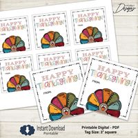 Happy Thanksgiving Gift Tag | Printable - digital file | turkey | HT085 - Instant Download