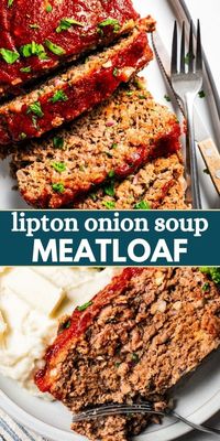 You've never had meatloaf quite like this. Classic onion soup mix contributes this incredibly savory, caramelized onion flavor to the juicy, glazed Lipton Onion Soup Meatloaf. It's so delicious. 