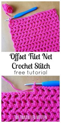 Offset Filet Net Stitch | free crochet tutorial | The Unraveled Mitten | Easy crochet pattern | beginner