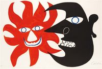 Alexander Calder, Deux Têtes. Colour Lithograph 1970 47 x 80 cm.