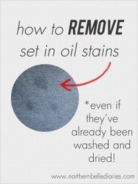 How to remove set in oil stains - La La Lisette #cleaning #stains #oilstain #diy