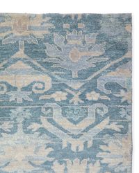 Inspired by traditional Spanish textiles, this hand-knotted rug blends a painterly pattern with soothing ocean tones. Semi-twisted handspun wool has been washed for a softer hue, giving it a calming look and feel that we love. The versatile palette works well in any space – and the smooth texture feels fabulous underfoot.