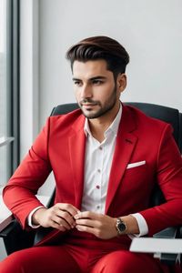 office-red-suit-style