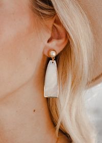 Marbled Trapezoid Gold Frame Earrings - MOP – Adorabelles