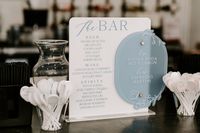 Blue Bar Signage for Wedding Day, Signature Drinks, Open Bar, and Drink Stirrers   Bar: Cooper's Cocktails  Venue: Addison Woods  Signage: House of Hart